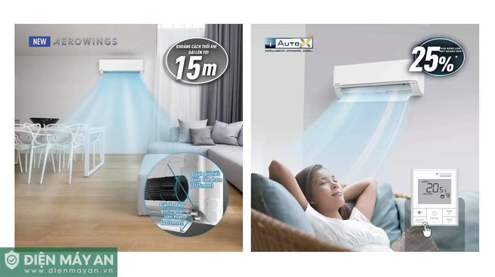Cánh đảo gió lớn AEROWINGS, Big Flap và chế độ iAUTO-X làm lạnh nhanh hơn
